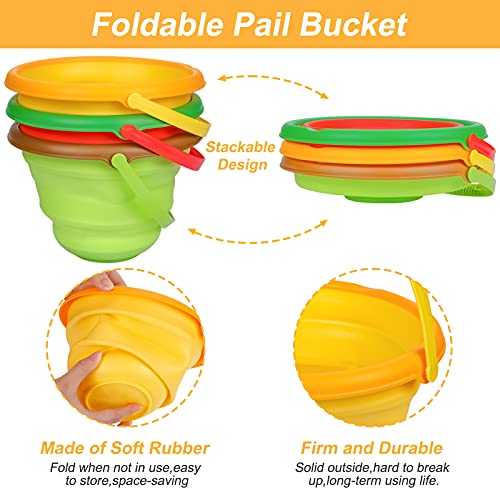 Beach Sand Toys Set for Kids, Silicone Collapsible Foldable Beach Bucket Travel Beach Toys for Summer Outdoor Camping and Fishing Tub with Sand Molds Shovels Rakes for Toddlers Boys Girls 2.5L 3PCS - style: Style2