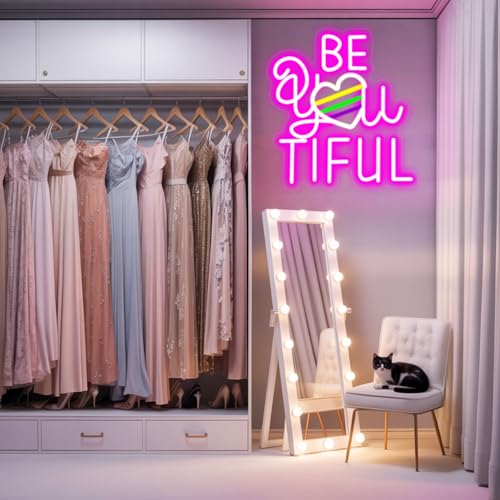 Be You Tiful Neon Sign For Wall Decor USB Powered Dimmable Letter Led Neon Light for Bedroom Kids Room Shop Salon Apartment Birthday Party Gift for Her - color: Neon Tiful