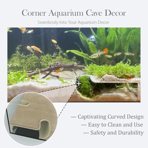 Shrimp Hides for Aquarium,Shrimp Cave Aquarium Tunnel, Corner Fish Tank Decorations, Hideout for Aquarium Decor, Fish Tank Accessories, Aquarium Cave Hideout (Black-Corner Type, 4 inch)