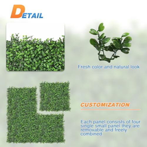 TANG 20"x20"-1PC Artificial Greenery Boxwood Panels Grass Wall Panel, Faux Privacy Fence Ivy Screens Backdrop Fake Hedge for Indoor Outdoor Wedding Décor, Buxus Single Panel - color: Buxus Single Panel, size: 20"x20"