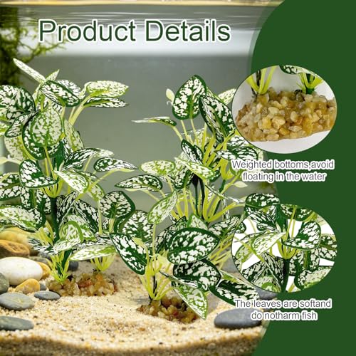 Silk Aquarium Plants (2-Pack), 9.8-inch Artificial Aquarium Silk Plants— Simulated Fish Habitat Decor, Safe Silk Plants for Aquariums Fish Fishbowl (White) - color: White&green