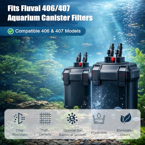 Hedday Replacement Filter Media Compatible with Fluval 406/407 – 37 PCS Aquarium Filter Parts with Biological Sponge Foam, Polishing Pads, and Multi-Function Adsorbing Media for Freshwater & Saltwater - size: Upgrade Pack