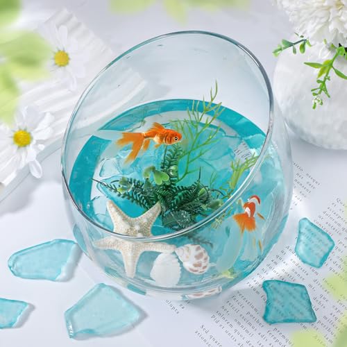 SUREAM Blue Sea Glass Decor, Flat Frosted Sea Glass for Christmas Tree Decor, Beach Glass for Wedding Centerpieces Party Home Decoration(13oz) - color: Blue Green