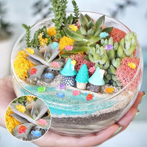 200pcs Mini Resin Turtles Luminous Tiny Turtle for Crafts Dollhouse Miniatures Mini Resin Things Animals for Fairy Garden Micro Landscaping Decoration Home Decor, 10 Colors(0.31 * 0.47inch，Medium) - color: 200pcs Mini Resin Turtles( 0.31 * 0.47inch)