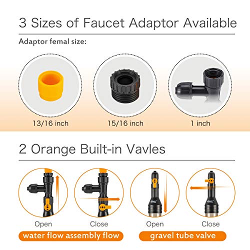 hygger Plastic Aquarium Water Changer Replacement Parts, Faucet Nozzles Connectors (Plastic) - size: Plastic