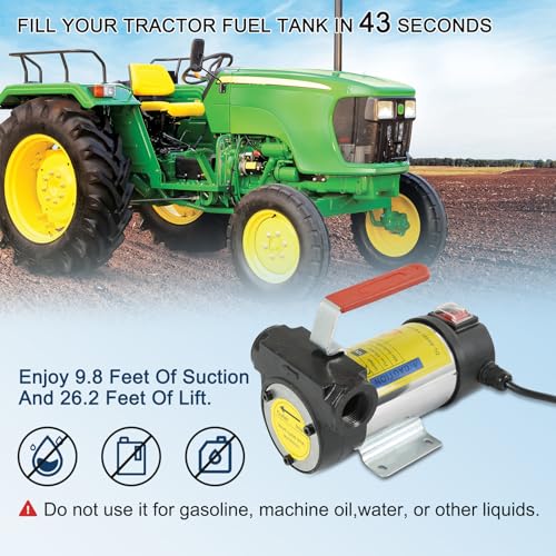 Diesel Fuel Transfer Pump Kit, 10 GPM 12V DC Portable Electric Self-Priming Fuel Transfer Extractor Pump Kit with Automatic Shut-Off Nozzle Hose for Diesel, Kerosene, Machine, Transformer Oil