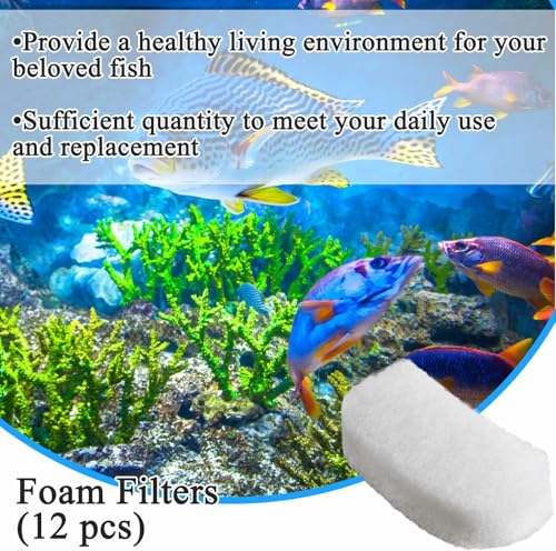 Pushglossy 12 Pcs Water Polishing Pads Compatible with Fluval 106/107/206/207 Filter Media Value Pack Clear Quick Replacement Aquarium Filter Media Compatible with Fluval Canister