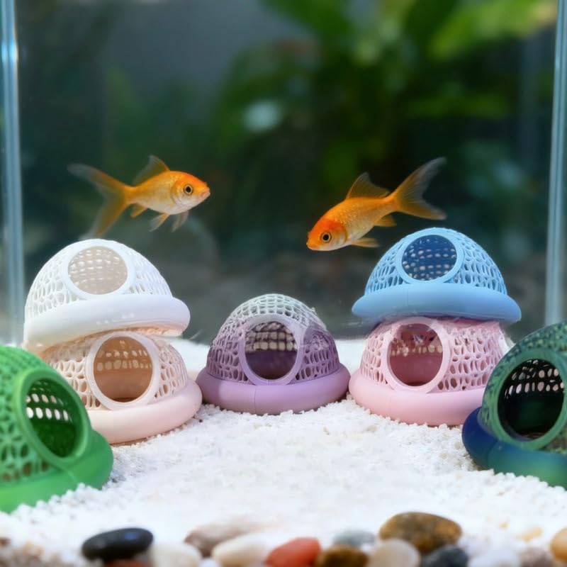 Floating Betta Hide & Shrimp Cave – 3D Printed Aquarium Hammock, Feeding Ring & Resting Spot for Betta Fish, Shrimp & Small Fish (Eco-Safe PLA) - color: White