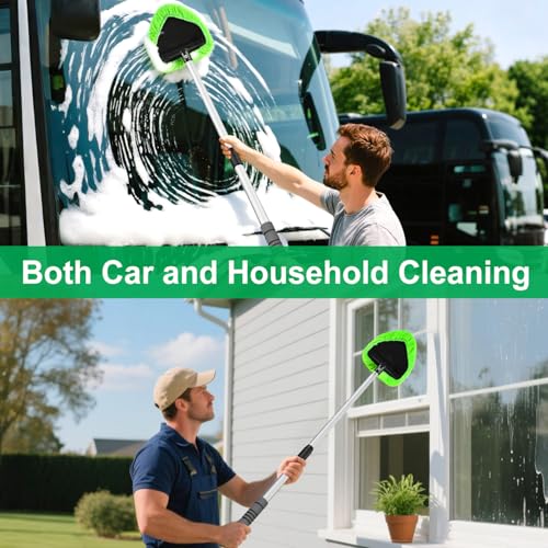 XINDELL 29-inch Windshield Cleaner Tool – Car Interior Window Cleaning Kit with Extended Long Handle & 4 Microfiber Pads, Auto Wiper Windshield Brush for Car, Trucks, SUVs, RVs & Home - size: 29in