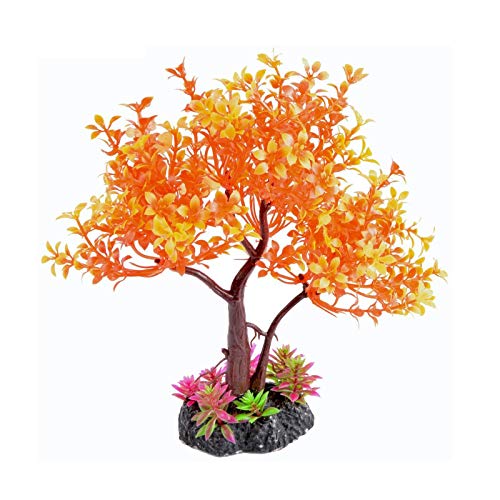 Saim Plastic Plants Artificial Orange Yellow Tree for Fish Tank Decorations Aquarium Decor Bonsai Ornament 8.6" Height