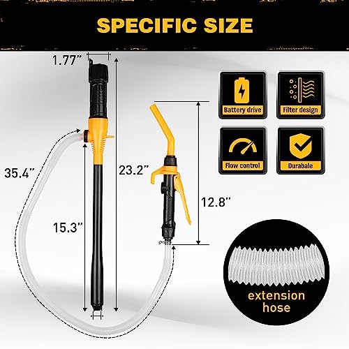 Portable Battery Powered Pump - Electric Fuel/Water Transfer Pump 2.4 GPM, Liquid Siphon Pump with Adjustable Flow Control, Gas Pump with Filter Design, Gas Can Pump Ideal - size: Portable Battery Powered Pump