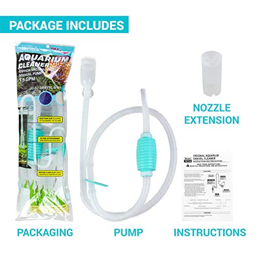 TERA PUMP TRFTCLN Aquarium Gravel Cleaner (BPA Free) Aquarium Sand Cleaner/Water Siphon with Long Nozzle & Water Flow Controller (10-20 Gallon Tank) - size: Large