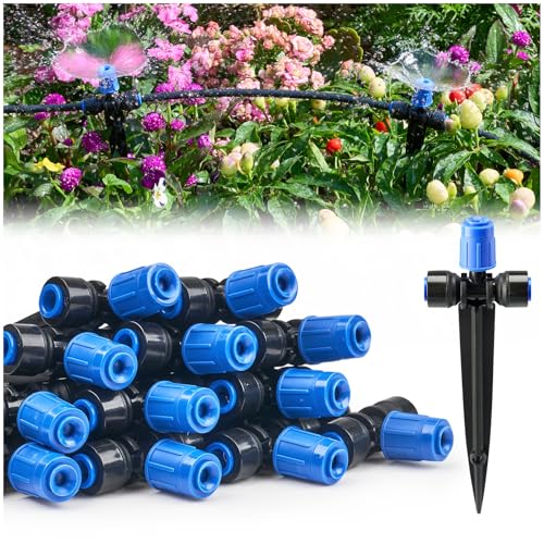 HIRALIY 15 Piece Quick-Connect Drip Irrigation Emitters for Drip Irrigation Kit Series 1/4'' Tubing, Vortex Adjustable Water Flow Dripper with Stake - style: 15Pcs Vortex Dripper