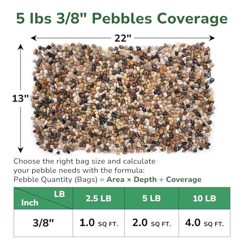 GreatBuddy 5-lb Pebbles for Indoor Plants, 3/8" Pea Gravel for Vases, Small Rocks for Succulents, Fish Tanks, Aquariums, Terrarium, Drainage Pebbles for Potted Plants, River Rocks for Landscaping - color: Natural-5lb, size: Medium-3/8 Inch