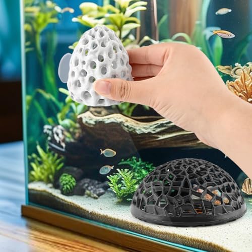 Shrimp Dome Hide, Be-TTA Habitat Fish Tank Tunnel, Aquarium Ornament Shrimp Hides with Suction Cup, Hollow Hemispherical Stealth Cave for Fish Tank Decor, Hiding & Resting(White)