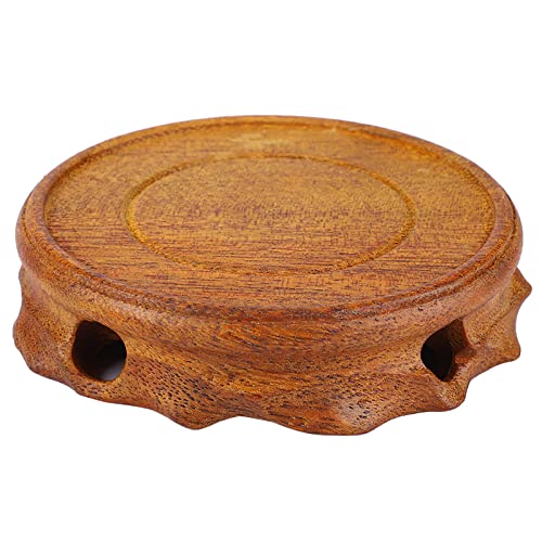 Solid Wood Round Pedestal Wooden Display Stand Vintage Home Decor for Tea Cups Potted Plants Fish Tanks with Retro Style Compact Size 3.5 Inch Inner Diameter (Green Inner Diameter 9 Height - size: Green inner diameter 9 height 2.5 cm