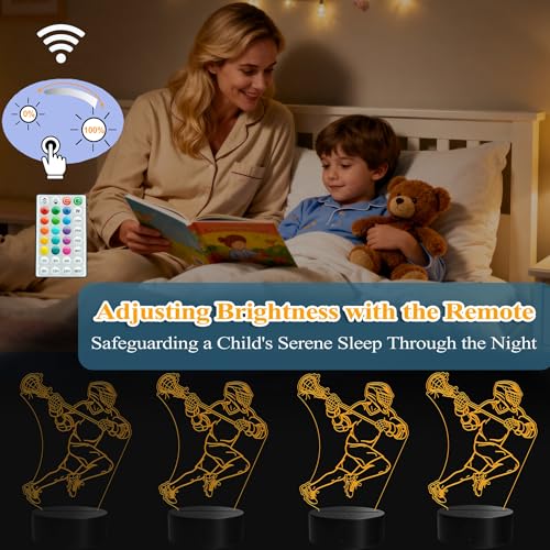 Lacrosse Night Light, Lacrosse Gifts for Boy, 3D Illusion Lamp with Remote Control, 16 Colors Changing, Timer, RGB Flashing Mode and Dimmable, Field Lacrosse Gifts for Men Christmas Decor - color: Color 2