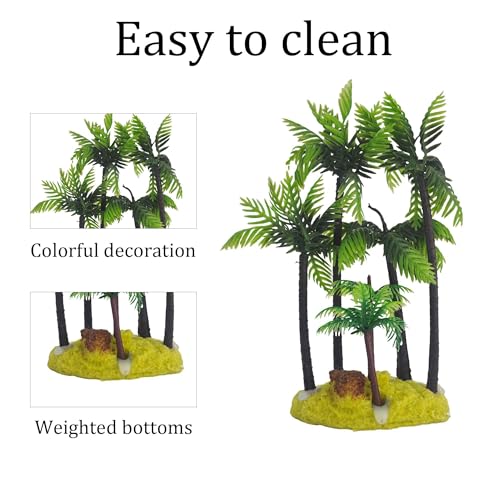 6 Inches Tall Palm Tree Artificial Aquarium Plants, Plastic Fish Tank Decorations for Freshwater and Saltwater Tanks - color: Green Yellow, size: 6 Inches
