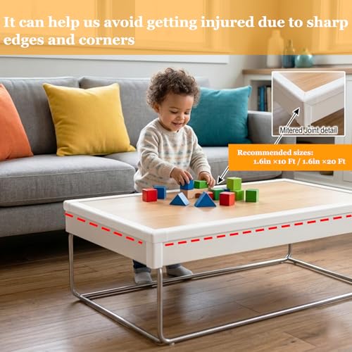 Wall Corner Protector Self-Adhesive Flexible – Durable Rubber, Furniture Edge Guard, Easy to Install, White, Prevents Wall Damage, Ideal for Home or Office Use - size: 1.6in×20ft
