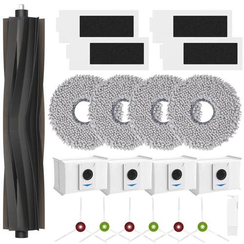 Replacement Parts for ECOVACS T20 Omni/Max/Pro,Ecovacs T20 Max Vacuum Cleaner Accessories Kit, 1*Main Brush+ 4*Hepa Filters+ 4*Mop Pads+ 4*Vacuum Bags+ 6*Side Brushs - style: T20