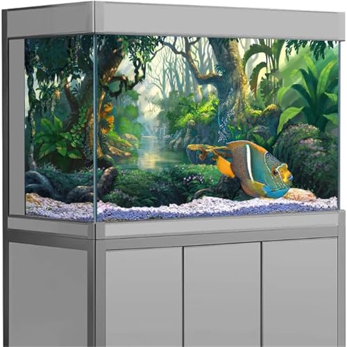 Aquarium Background 3D Aquarium Background Poster PVC Adhesive Sticker Fish Tank Underwater World Backdrop(Black,30x61cm) - color: Black, size: 30x61cm
