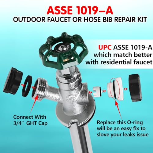 2PCS ASSE 1019-A Repair Kit(Coarse Thread), Asse 1019 A Vacuum Breaker Replacement, Outdoor Faucet Repair Kit, Anti siphon valve repair kit with 2PCS Hose End Caps(Black) - color: Black