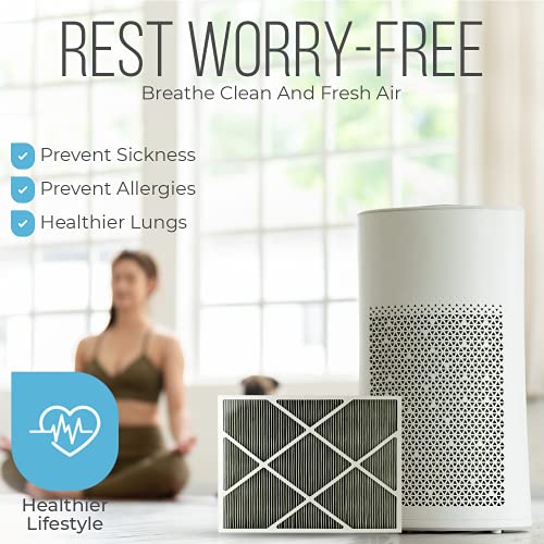 Lennox 20x25x5 Furnace Filter, X6675 Filter Replacement, Merv 16 Carbon Clean Filter Media with Homequip Disposal Bag 4-Pack (Actual Size: 19.8 x 24.8 x 4.3 Inches)