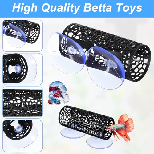 Xinjoduz 2 PCS Black Betta Fish Tunnel Hammock, Safe Aquarium Tunnel & Floating Betta Hide for Small Fish, Tank Accessories Fishtank Decorations