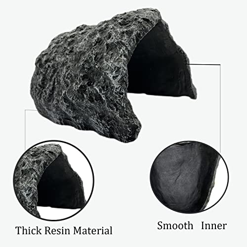 Large Realistic Rock Reptile Hide Cave, Terrarium Aquarium Decor Hideout for Bearded Dragons, Lizards, Snakes, Geckos, Turtles & Tortoises