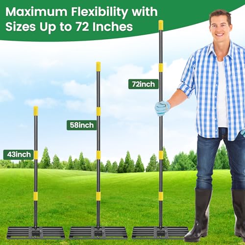 Lawn Leveling Rake - Heavy Duty 30" x 10" Lawn Leveler,Anti-Flip Edge, Adjustable 6FT Handle, Folding Plate for Yard, Soil, Sand, Topsoil,Gravel - Garden Ground Top Dressing,Landscaping tool - style: 6FT