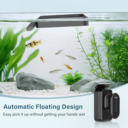 hygger Aquarium Magnetic Glass Clean Tool, Algae Scraper for 0.2 Inch Thick Fish Tank Floating Scrubber Brush with Two Detachable Blades - size: S