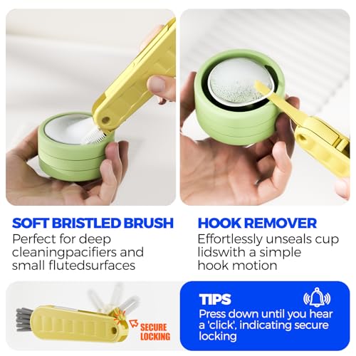 6 Pack Holikme 4 in 1 Cup Lid Cleaning Brush Set with 3 Straws, Multifunctional Bottle Brush, Silicone Cup Lid Gap Cleaner, Durable Bristle Crevice Cleaning Brush, Yellow - color: Yellow
