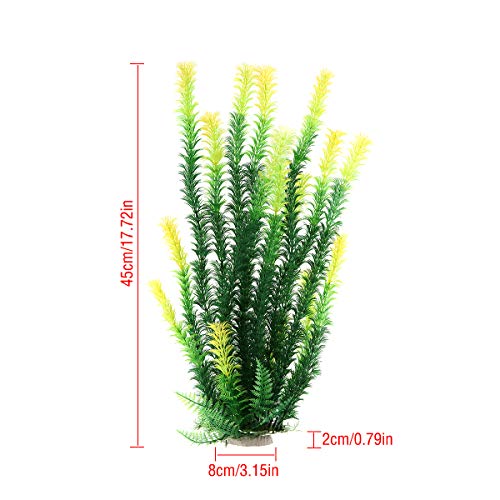 17" Plastic Water Plant for Aquarium Fish Tank Ornament, Rhodo Green - color: Green