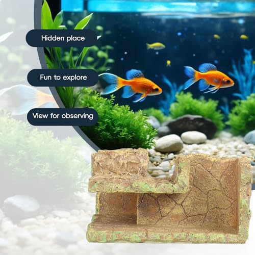 VEELAM Fish Tank Corner Underground Hideout Cave Decor for Fish Shrimp Hiding Breeding, Aquarium Resin Decorations,Rock Style - style: Rock