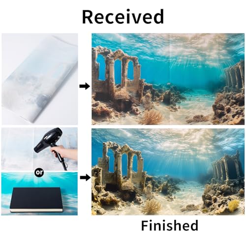 COMSUN 3 Pack Aquarium Background, 48x24 inches Polyester Aquarium Background, Cloth Fish Tank Background, Undersea Ruins Floor Sunshines & Tree Wood Branches Aquatic Plants - size: 48x24 Inch