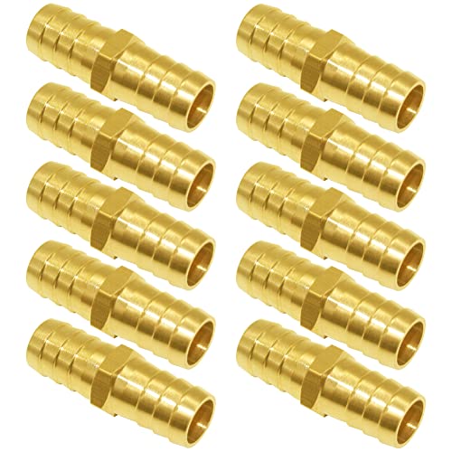 Joywayus 5/8" ID Hose Barb Hex Union Brass Fitting Water/Fuel/Air (Pack of 10) - size: 5/8", style: 10PCS