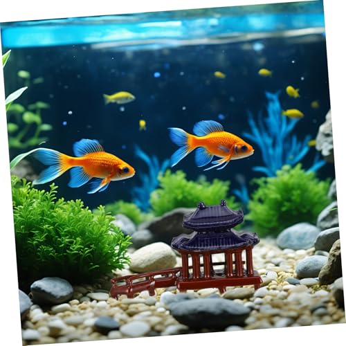 Mini Pavilion Curved Bridge Aquarium Ornament for Fish Tank Decoration Ceramic Landscape Adornment for Garden and Decor Unique Indoor and Outdoor Decor