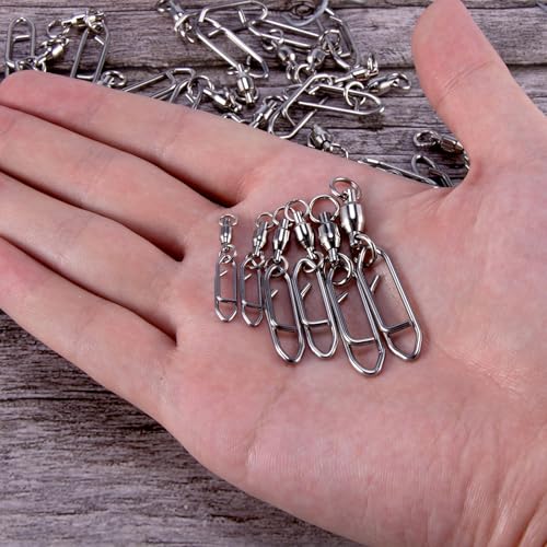 Alwonder 30-Pack Fishing Speed Clips Quick Change Snap Swivels, Ball Bearing Swivel Power Clips Fishing Snap Swivels Freshwater Saltwater Crankbait Popper Lures Quick Snaps Connectors Tackle - size: Size 0+S (33LB) 30pcs