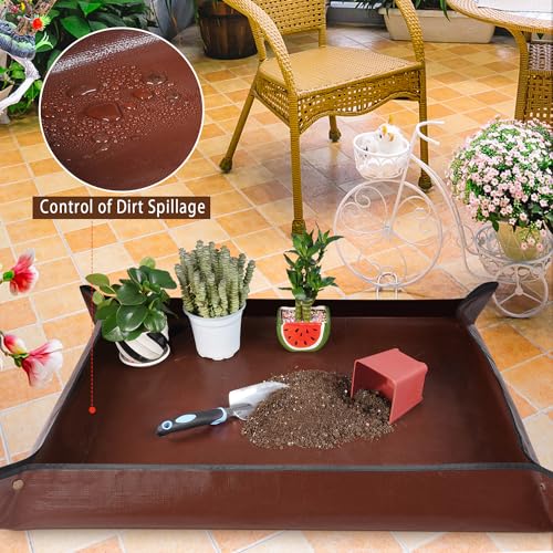39.5"x 39.5" Extra Large Potting Mat for Indoor Plants Transplanting and Potting Soil Control-Gardening Gifts for Plant Lovers - color: Brown, size: Extra Large 39.5" x 39.5"