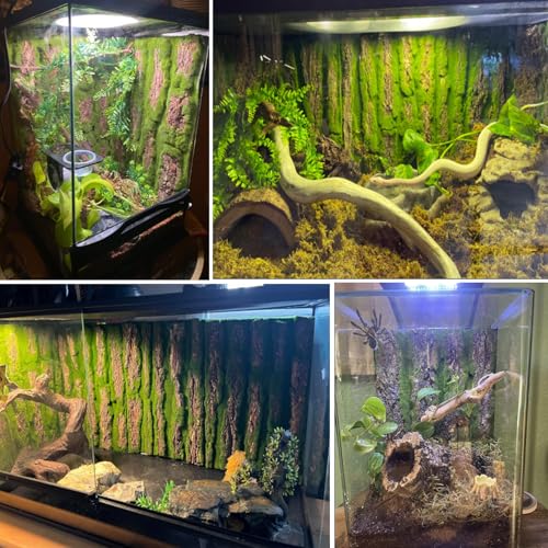 Reptile Cork Terrarium Background Decor,Habitat Fitting Bark Backdrop Wall Artificial Moss 3D Aquarium Panel for Lizard Gecko Tortoise Spider Bearded Dragon Chameleon Snake Amphibian(2Pcs)