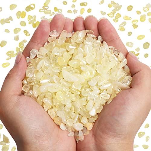 QICQDRAM Polished Gem Stones Rocks Crystals 0.9 Lb/405g Tumbled Stones Citrine Crystal Chips Bulk for Healing Crystals & Fish Tank Rocks Gravel, Vase Filler, Plants Decor - color: Citrine