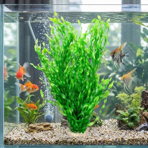 Large Green Realistic Artificial Aquarium Plants Fish Tank Plastic Plants 22 Inch Tall (T0044)