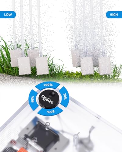 SEAOURA Aquarium Air Pump, Adjustable Fish Tank Bubbler, 10W/160GPH Quiet Aquarium Air Bubbler, Powerful Four Outlets Oxygen Aerator Pump with Air Stone & Tubing, Up to 300 Gallons - size: 4 Outlet (≤ 300 Gal Tank)