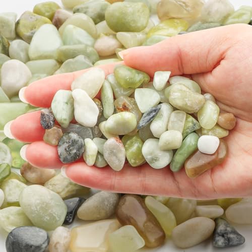 River Rocks 5 Lbs, 3/8 Inch Jade Pea Gravel, Rocks for Plants Indoor, Stones for Garden Landscaping, Vase Filler, Smooth Gravel Filler for Succulents, Cactus, Fish Tank and Vases - color: Jade