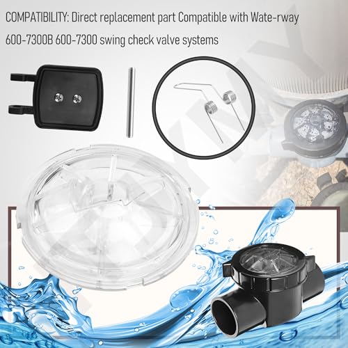 600-7300 Pool Check Valve Swing Valve and Lid Kit Compatible with Wate-rway 600-7300B TruSeal Assembly, Heavy-Duty Replacement Flapper with O-Ring for Spa Plumbing