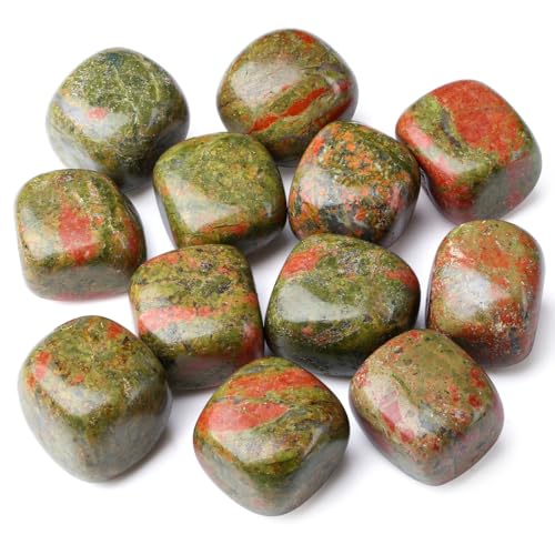 DUQGUHO Unakite Healing Crystals Stones Set Natural Crystals Bulk Irregular Tumbled Polished Crystal Stones 0.45 lbs - color: Unakite