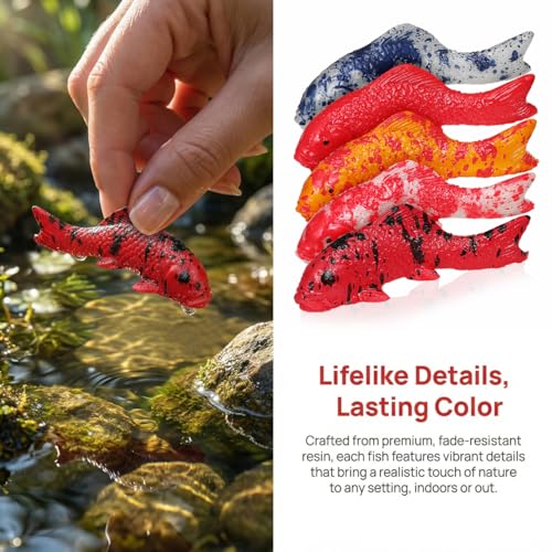 Kisangel 5Pcs Small Fake Fish Aquarium Decor Realistic Koi Decorations Floating Fish Tank Accessories for Home Office Terrarium