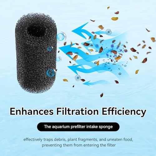 Pre Filter Sponge for Aquarium, Replacement Aquarium Intake Filter for Marina S10, S15 and S20 Filter Models, Aquarium Filter Media Strainer for Aquarium Fish Tank, Protects Fry and Shrimp, 8 Pack