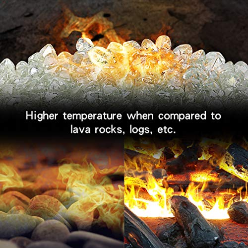 Stanbroil 10-Pound Fire Glass Diamonds - 1/2 inch Luster Fire Glass for Fireplace Fire Pit and Landscaping, Crystal Ice Luster - color: Crystal Ice Luster