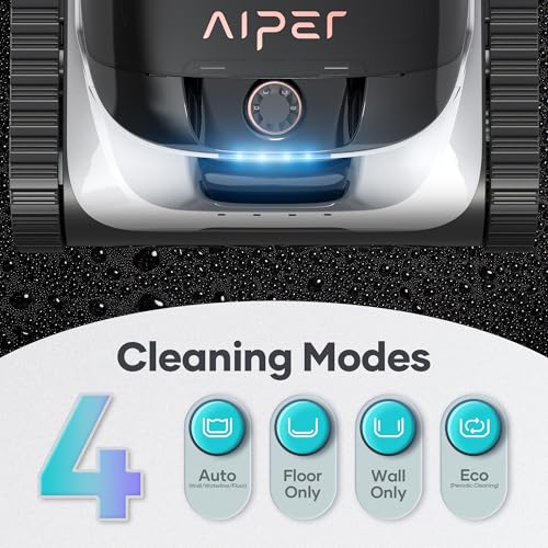 Aiper Scuba S1 Robotic Pool Cleaner, Wall & Waterline Cleaning, Cordless Pool Robot with 4 Modes, Smarter Navigation with High-Precision Sensors（Renewed） - color: White